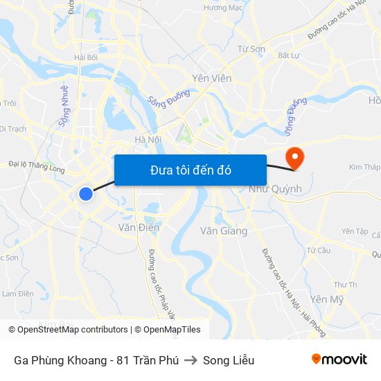 Ga Phùng Khoang - 81 Trần Phú to Song Liễu map