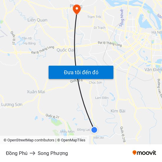 Đồng Phú to Song Phượng map