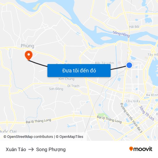 Xuân Tảo to Song Phượng map