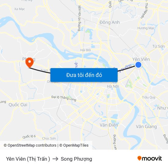 Yên Viên (Thị Trấn ) to Song Phượng map