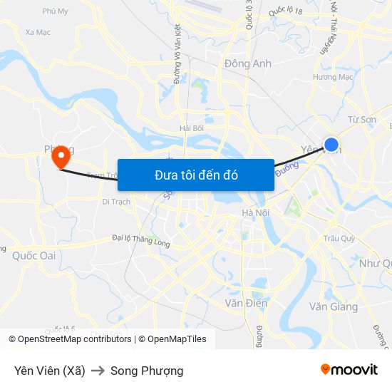Yên Viên (Xã) to Song Phượng map