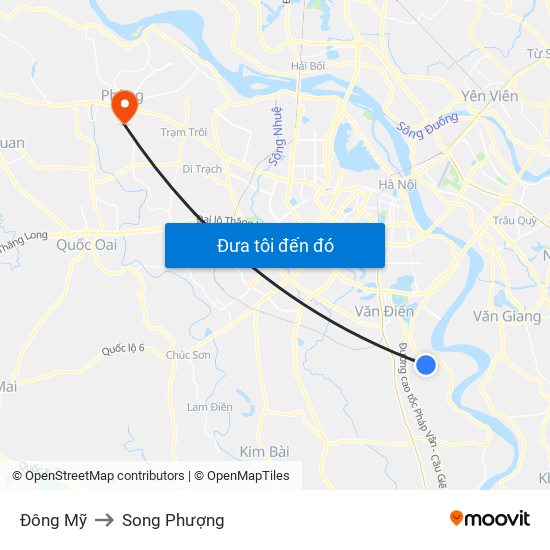 Đông Mỹ to Song Phượng map