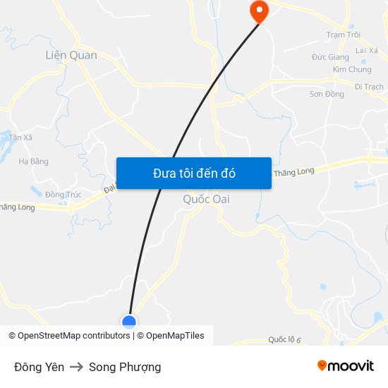 Đông Yên to Song Phượng map