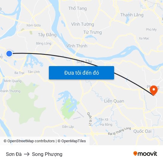 Sơn Đà to Song Phượng map