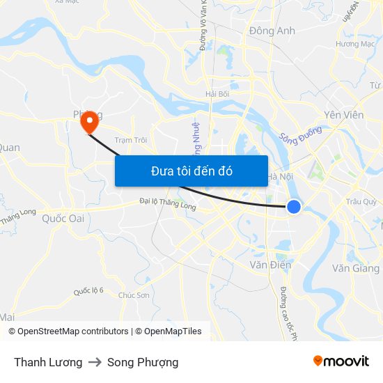 Thanh Lương to Song Phượng map