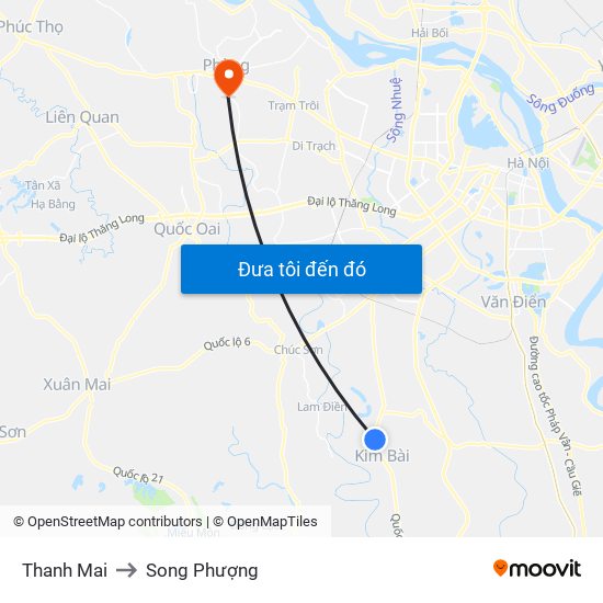 Thanh Mai to Song Phượng map