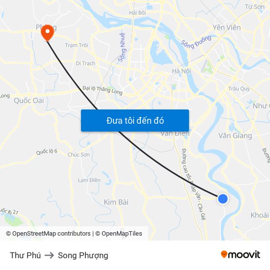 Thư Phú to Song Phượng map