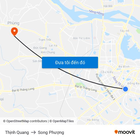 Thịnh Quang to Song Phượng map