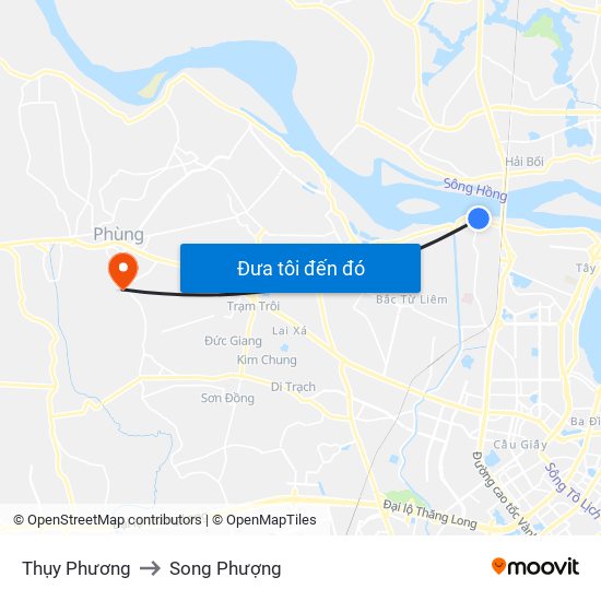 Thụy Phương to Song Phượng map