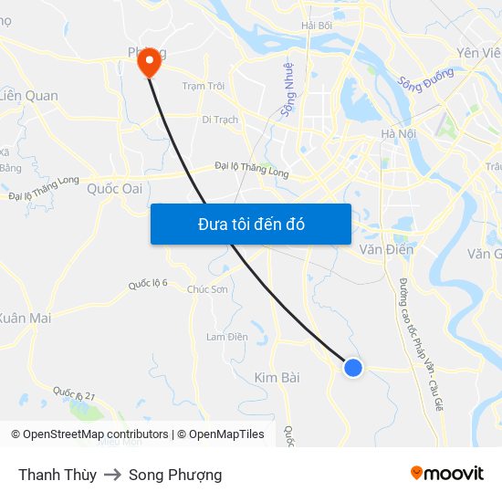 Thanh Thùy to Song Phượng map