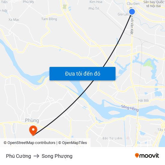Phú Cường to Song Phượng map