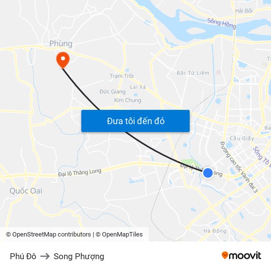 Phú Đô to Song Phượng map
