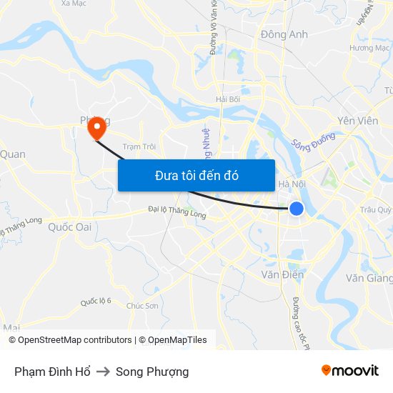 Phạm Đình Hổ to Song Phượng map