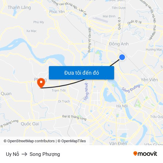 Uy Nỗ to Song Phượng map