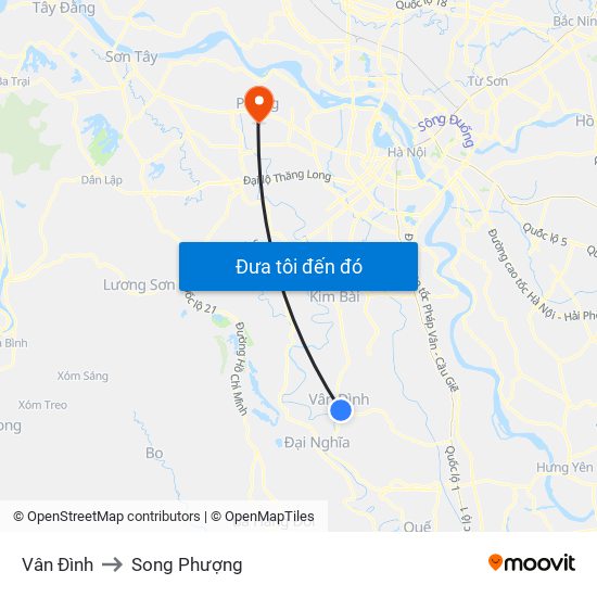 Vân Đình to Song Phượng map