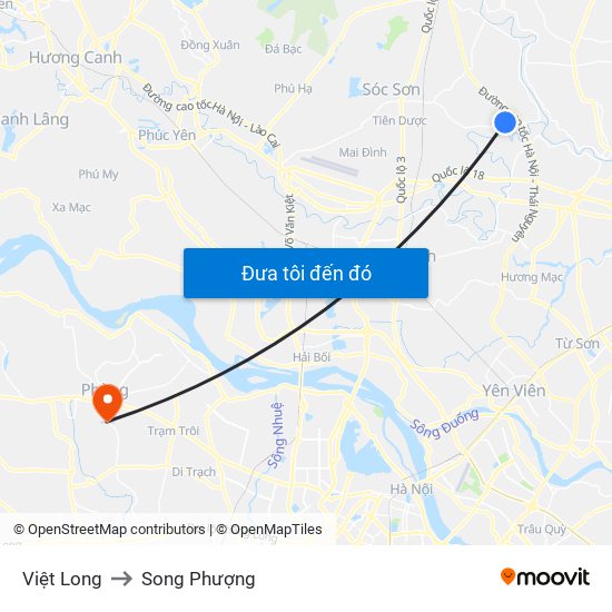 Việt Long to Song Phượng map