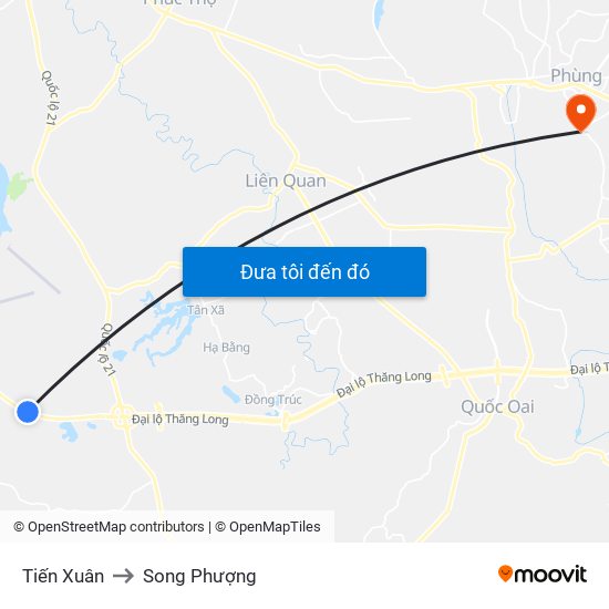 Tiến Xuân to Song Phượng map