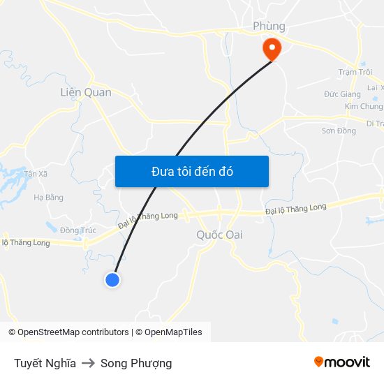 Tuyết Nghĩa to Song Phượng map