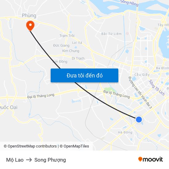 Mộ Lao to Song Phượng map