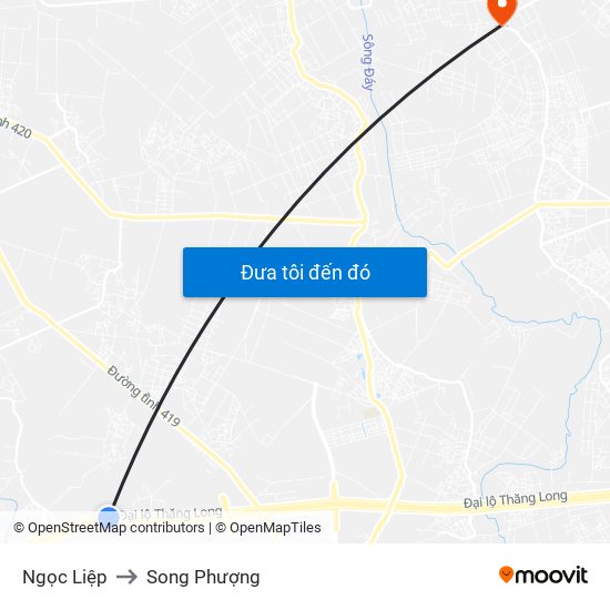 Ngọc Liệp to Song Phượng map