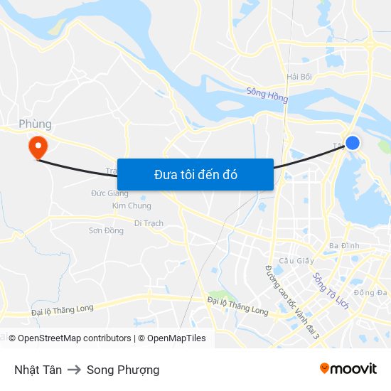 Nhật Tân to Song Phượng map