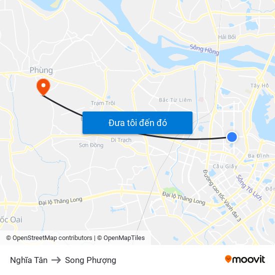 Nghĩa Tân to Song Phượng map