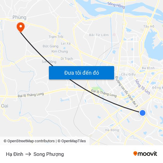 Hạ Đình to Song Phượng map