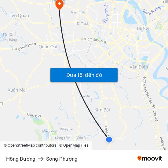 Hồng Dương to Song Phượng map