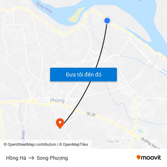 Hồng Hà to Song Phượng map