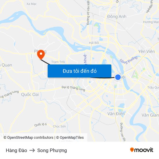 Hàng Đào to Song Phượng map
