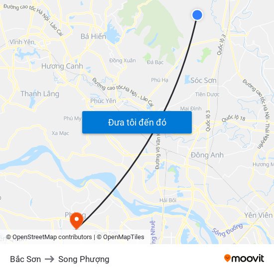 Bắc Sơn to Song Phượng map