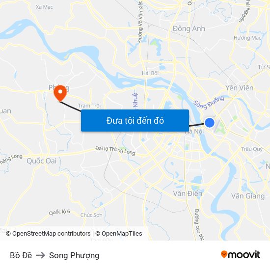 Bồ Đề to Song Phượng map