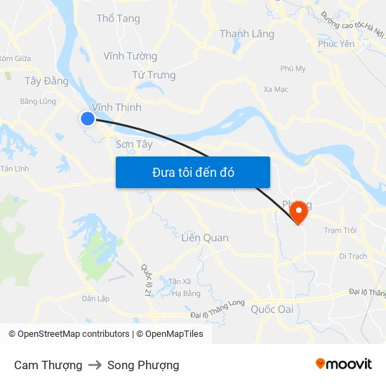 Cam Thượng to Song Phượng map