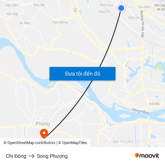 Chi Đông to Song Phượng map