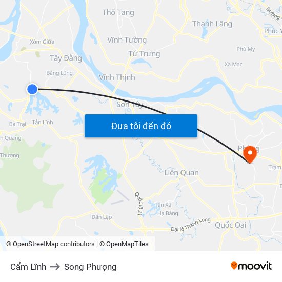 Cẩm Lĩnh to Song Phượng map