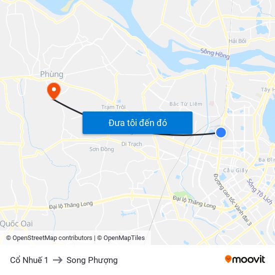 Cổ Nhuế 1 to Song Phượng map