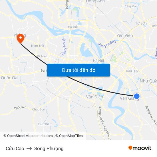 Cửu Cao to Song Phượng map