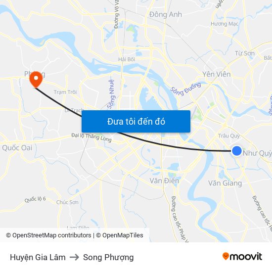 Huyện Gia Lâm to Song Phượng map