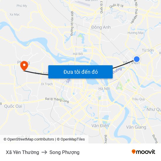 Xã Yên Thường to Song Phượng map