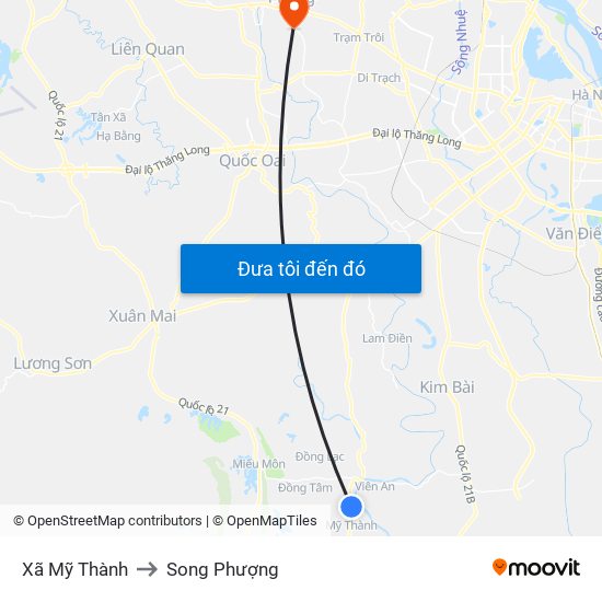 Xã Mỹ Thành to Song Phượng map