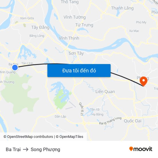 Ba Trại to Song Phượng map