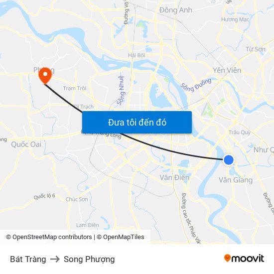 Bát Tràng to Song Phượng map