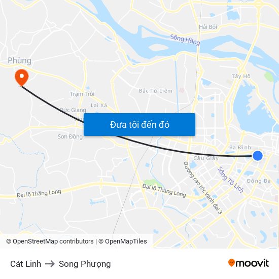 Cát Linh to Song Phượng map