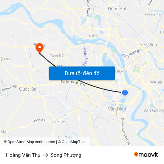 Hoàng Văn Thụ to Song Phượng map