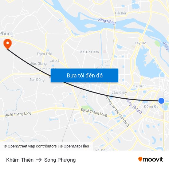 Khâm Thiên to Song Phượng map