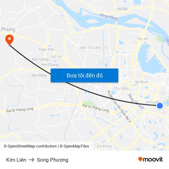 Kim Liên to Song Phượng map