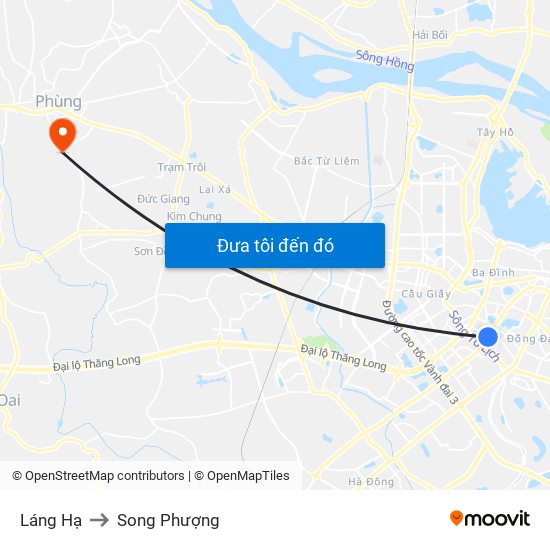 Láng Hạ to Song Phượng map