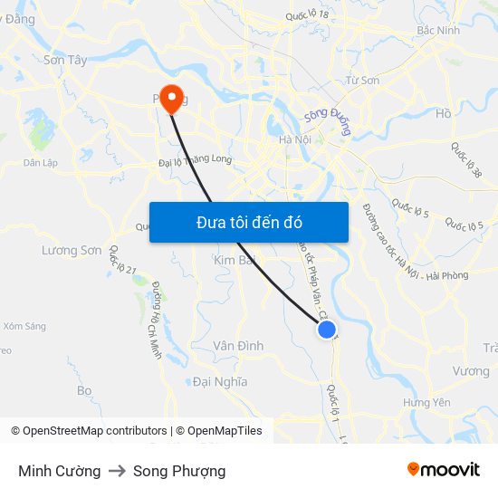 Minh Cường to Song Phượng map