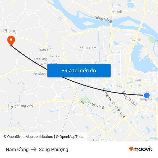 Nam Đồng to Song Phượng map