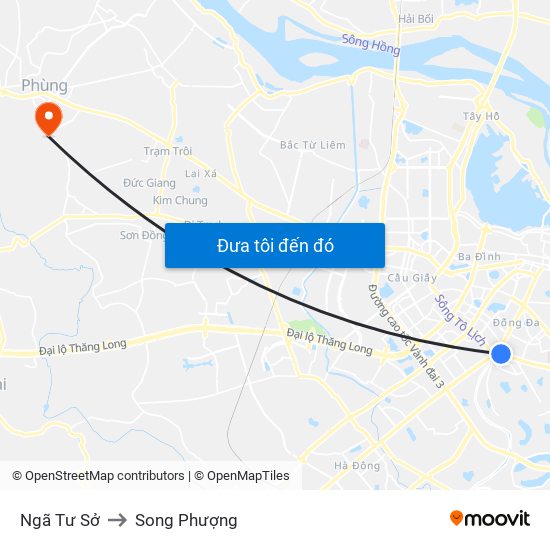 Ngã Tư Sở to Song Phượng map